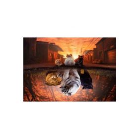 Canvas Hobby Canvas Kedilerin Yansıması 70 x 90 cm Kasnaklı Sayılarla Boyama Seti