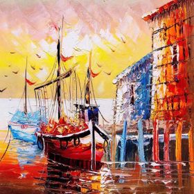 Canvas Hobby Canvas Kıyı Şeridi 50x65 cm Rulo Sayılarla Boyama Seti
