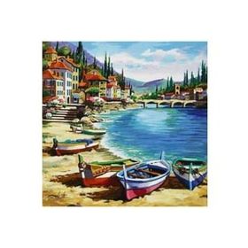 Canvas Hobby Canvas Köprülü Sahil Köyü 50x65 cm Rulo Sayılarla Boyama Seti