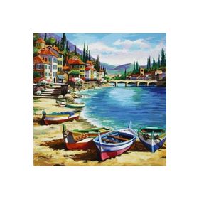 Canvas Hobby Canvas Köprülü Sahil Köyü 50x65 cm Rulo Sayılarla Boyama Seti