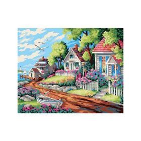 Canvas Hobby Canvas Köy Evi 50x65 cm Rulo Sayılarla Boyama Seti