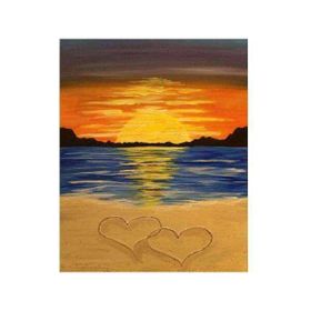 Canvas Hobby Canvas Kumsalda Kalpli Gün Batımı 50x65 cm Rulo Sayılarla Boyama Seti