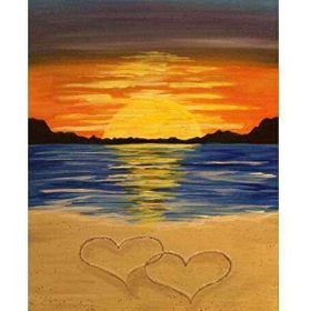 Canvas Hobby Canvas Kumsalda Kalpli Gün Batımı 50x65 cm Rulo Sayılarla Boyama Seti