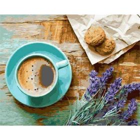 Canvas Hobby Canvas Lavanta ve Kahve Keyfi 50 x 65 cm Kasnaklı Sayılarla Boyama Seti