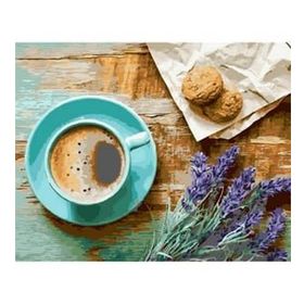Canvas Hobby Canvas Lavanta ve Kahve Keyfi 90 x 110 cm Kasnaklı Sayılarla Boyama Seti