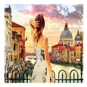 Canvas Hobby Canvas Manzaraya Bakan Kadın 70 x 90 cm Kasnaklı Sayılarla Boyama Seti