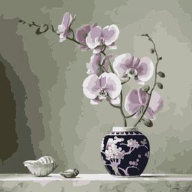 Canvas Hobby Canvas Masa Vazo Çiçek Bitiş 90 x 110 cm Kasnaklı Sayılarla Boyama Seti