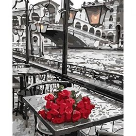 Canvas Hobby Canvas Masadaki Gül 40 x 50 cm Kasnaklı Sayılarla Boyama Seti