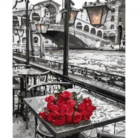 Canvas Hobby Canvas Masadaki Gül 40 x 50 cm Kasnaklı Sayılarla Boyama Seti