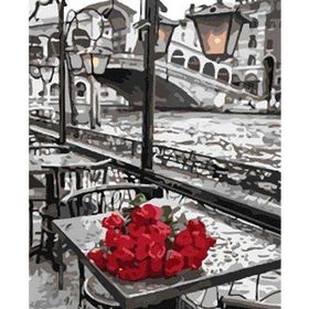 Canvas Hobby Canvas Masadaki Gül 40 x 50 cm Kasnaklı Sayılarla Boyama Seti