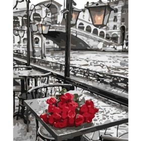 Canvas Hobby Canvas Masadaki Gül 40 x 50 cm Kasnaklı Sayılarla Boyama Seti