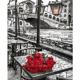 Canvas Hobby Canvas Masadaki Gül 60 x 75 cm Kasnaklı Sayılarla Boyama Seti