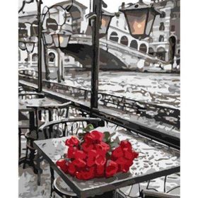 Canvas Hobby Canvas Masadaki Gül 60 x 75 cm Kasnaklı Sayılarla Boyama Seti