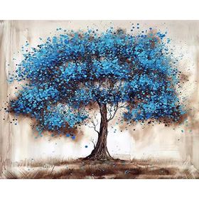 Canvas Hobby Canvas Mavi Ağaç 70 x 90 cm Kasnaklı Sayılarla Boyama Seti