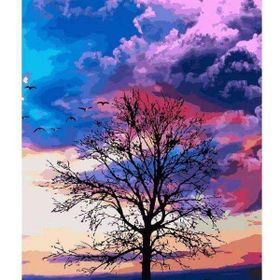 Canvas Hobby Canvas Mor Bulutlar 40 x 50 cm Kasnaklı Sayılarla Boyama Seti