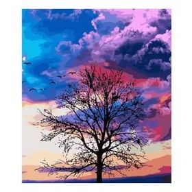 Canvas Hobby Canvas Mor Bulutlar 40 x 50 cm Kasnaklı Sayılarla Boyama Seti