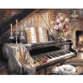 Canvas Hobby Canvas Mumlar ve Piyano 40 x 50 cm Kasnaklı Sayılarla Boyama Seti