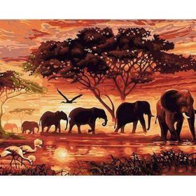 Canvas Hobby Canvas Nehir ve Filler 60 x 75 cm Kasnaklı Sayılarla Boyama Seti