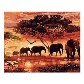 Canvas Hobby Canvas Nehir ve Filler 70 x 90 cm Kasnaklı Sayılarla Boyama Seti