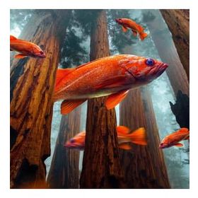 Canvas Hobby Canvas Orman ve Yüzen Balıklar 50 x 65 cm Kasnaklı Sayılarla Boyama Seti