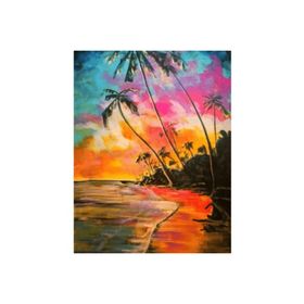 Canvas Hobby Canvas Palmiye ve Sahil 60 x 75 cm Kasnaklı Sayılarla Boyama Seti