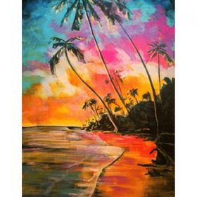 Canvas Hobby Canvas Palmiye ve Sahil 70 x 90 cm Kasnaklı Sayılarla Boyama Seti