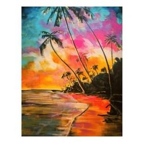 Canvas Hobby Canvas Palmiye ve Sahil 70 x 90 cm Kasnaklı Sayılarla Boyama Seti