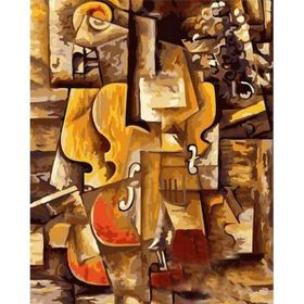 Canvas Hobby Canvas Picasso Keman ve Üzümler 40 x 50 cm Kasnaklı Sayılarla Boyama Seti