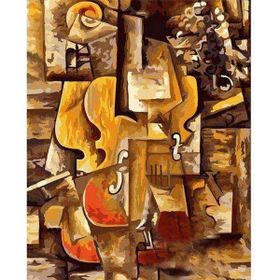 Canvas Hobby Canvas Picasso Keman ve Üzümler 40 x 50 cm Kasnaklı Sayılarla Boyama Seti