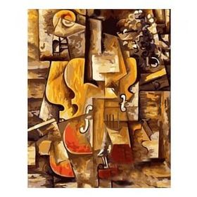Canvas Hobby Canvas Picasso Keman ve Üzümler 40 x 50 cm Kasnaklı Sayılarla Boyama Seti