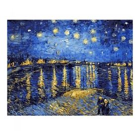 Canvas Hobby Canvas Ren Nehrinde Yıldızlı Geceler 90 x 110 cm Kasnaklı Sayılarla Boyama Seti