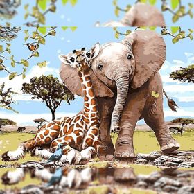 Canvas Hobby Canvas Safari Gezisi 40x50 cm Kasnaklı Sayılarla Boyama Seti
