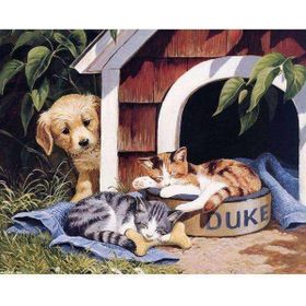 Canvas Hobby Canvas Sevimli Dostlar 90 x 110 cm Kasnaklı Sayılarla Boyama Seti