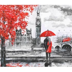 Canvas Hobby Canvas Sonbahar ve Kırmızı Aşk 90 x 110 cm Rulo Sayılarla Boyama Seti
