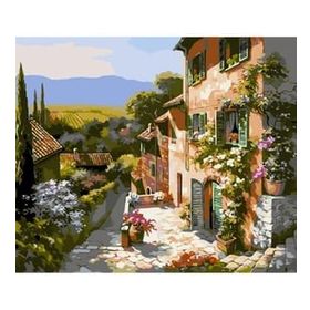 Canvas Hobby Canvas Taş Sokaklı Kasaba 90 x 110 cm Kasnaklı Sayılarla Boyama Seti