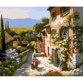 Canvas Hobby Canvas Taş Sokaklı Kasaba 90 x 110 cm Rulo Sayılarla Boyama Seti