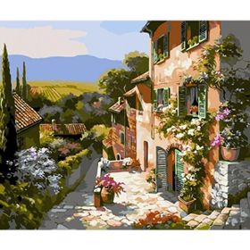Canvas Hobby Canvas Taş Sokaklı Kasaba 90 x 110 cm Rulo Sayılarla Boyama Seti