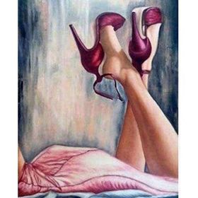 Canvas Hobby Canvas Topuklu Ayakkabılar 90 x 110 cm Kasnaklı Sayılarla Boyama Seti