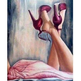 Canvas Hobby Canvas Topuklu Ayakkabılar 90 x 110 cm Kasnaklı Sayılarla Boyama Seti