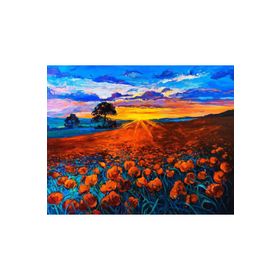 Canvas Hobby Canvas Turuncu Çiçek Tarlası 90 x 110 cm Rulo Sayılarla Boyama Seti