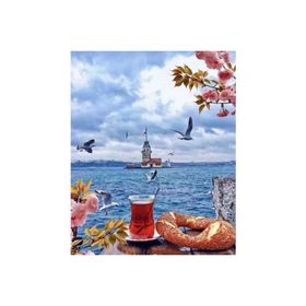 Canvas Hobby Canvas Üsküdar da Çay Simit 90 x 110 cm Kasnaklı Sayılarla Boyama Seti