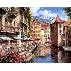 Canvas Hobby Canvas Venedikte Küçük Kasaba 90 x 110 cm Kasnaklı Sayılarla Boyama Seti