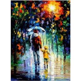 Canvas Hobby Canvas Yağmurlu Günde Yürüyüş 90 x 110 cm Kasnaklı Sayılarla Boyama Seti