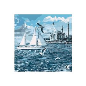 Canvas Hobby Canvas Yelken Martı ve Cami 90 x 110 cm Kasnaklı Sayılarla Boyama Seti