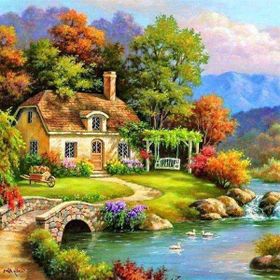Canvas Hobby Cennet Bahçesi Anıları Kasnaklı 100 x 140 cm Sayılarla Boyama Seti