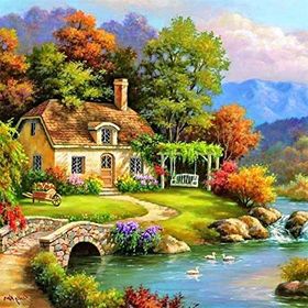 Canvas Hobby Cennet Bahçesi Anıları Kasnaklı 60 x 75 cm Sayılarla Boyama Seti