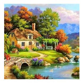 Canvas Hobby Cennet Bahçesi Anıları Kasnaklı 60 x 75 cm Sayılarla Boyama Seti