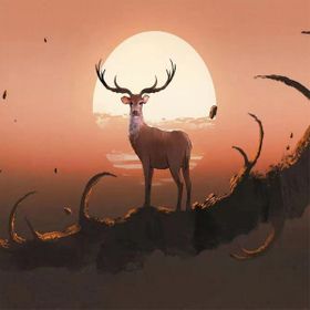 Canvas Hobby Cesur Geyik Rulo 70x90 cm Sayılarla Boyama Seti