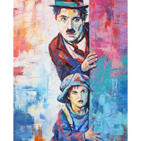 Canvas Hobby Charlie Chaplin Efsanesi Kasnaklı 100 x 140 cm Sayılarla Boyama Seti