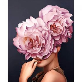 Canvas Hobby Çiçek Kadın 10 Renkli Kasnaklı 100 x 140 cm Sayılarla Boyama Seti